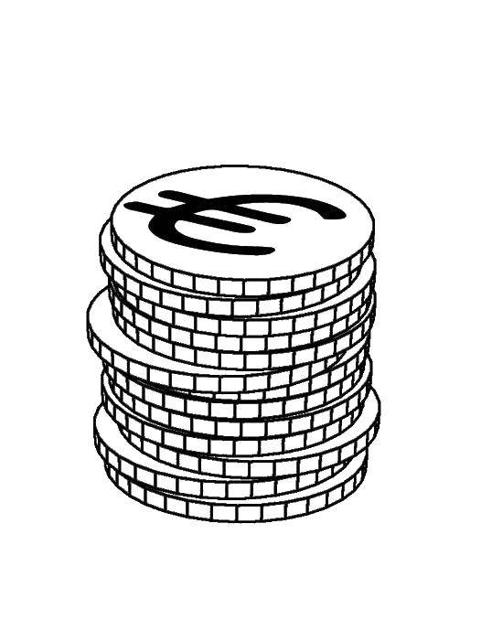 Название: Раскраска Монеты евро. Категория: Деньги. Теги: Деньги.