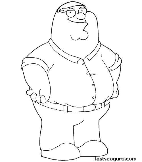 Coloring Peter Griffin smiling. Category cartoons. Tags:  Family guy cartoon.
