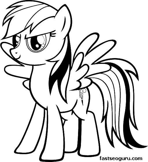 Название: Раскраска Пони и крылья. Категория: мой маленький пони. Теги: пони, крылья, хвост.