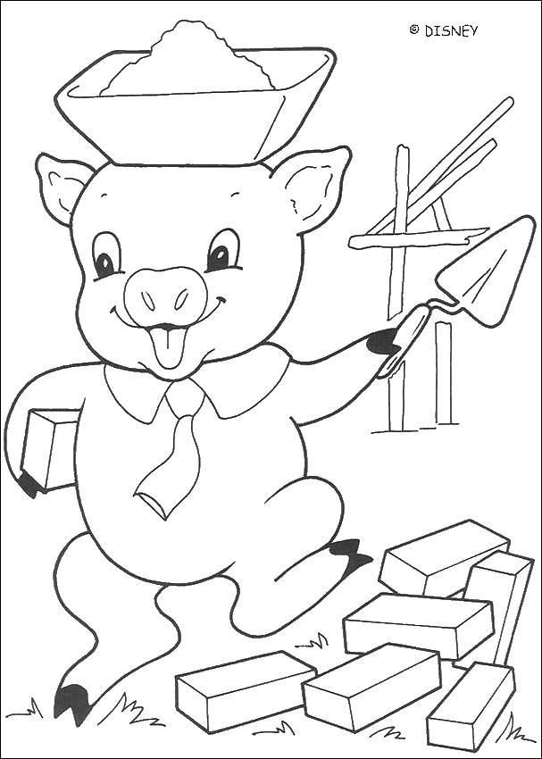 Coloring Pig Builder. Category Coloring house. Tags:  House, building.