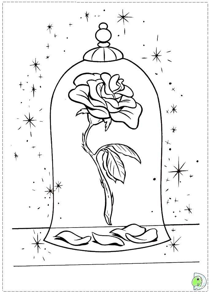 Coloring Rose in the vessel. Category beauty and the beast. Tags:  rose, vessel, flower petals.
