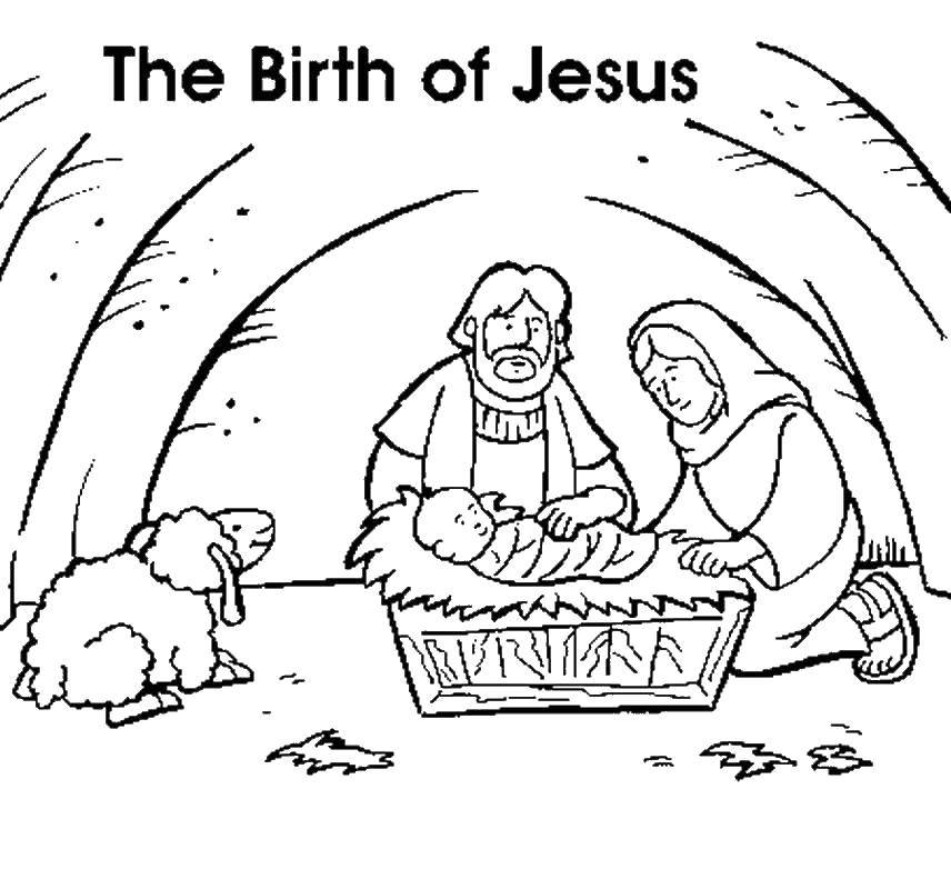 Название: Раскраска Рождение иисуса. Категория: Рождество. Теги: Рождество, Ангел.