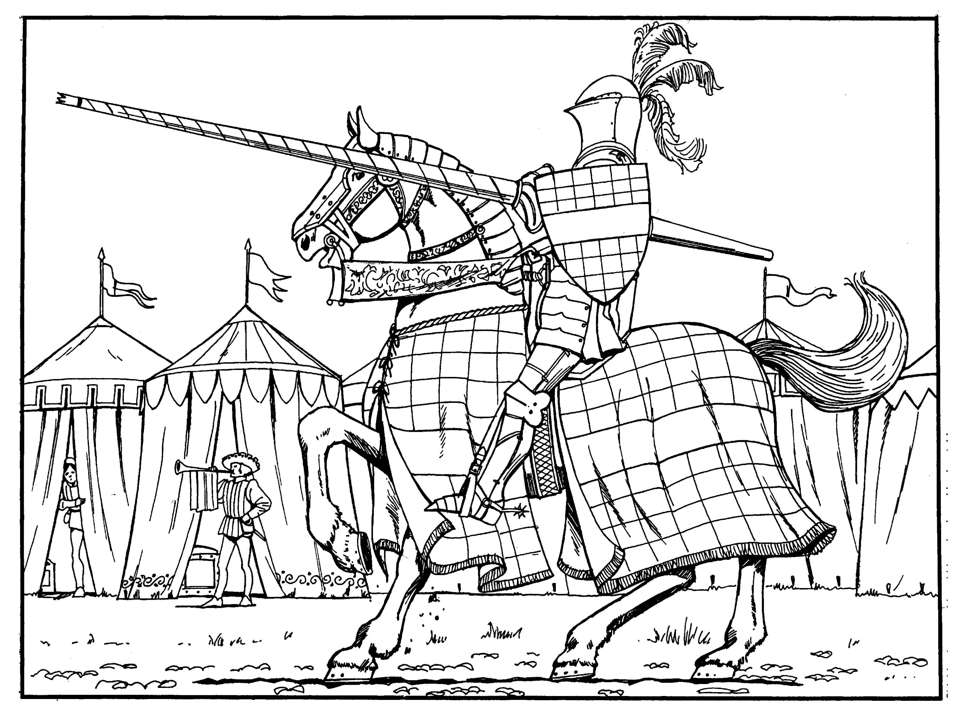 Название: Раскраска Рыцарь на коне. Категория: Рыцари. Теги: рыцари, кони, лошади.