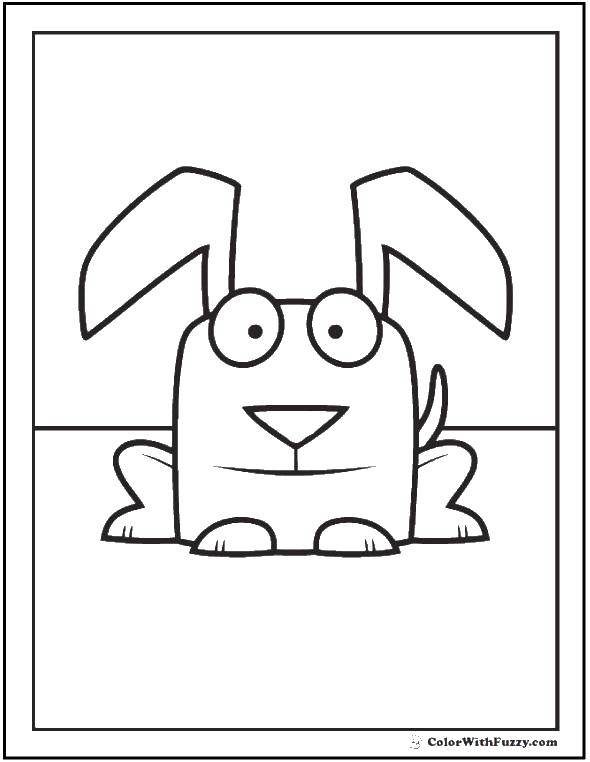 Coloring Puppy with ears. Category The dog. Tags:  puppy, ears, tail.