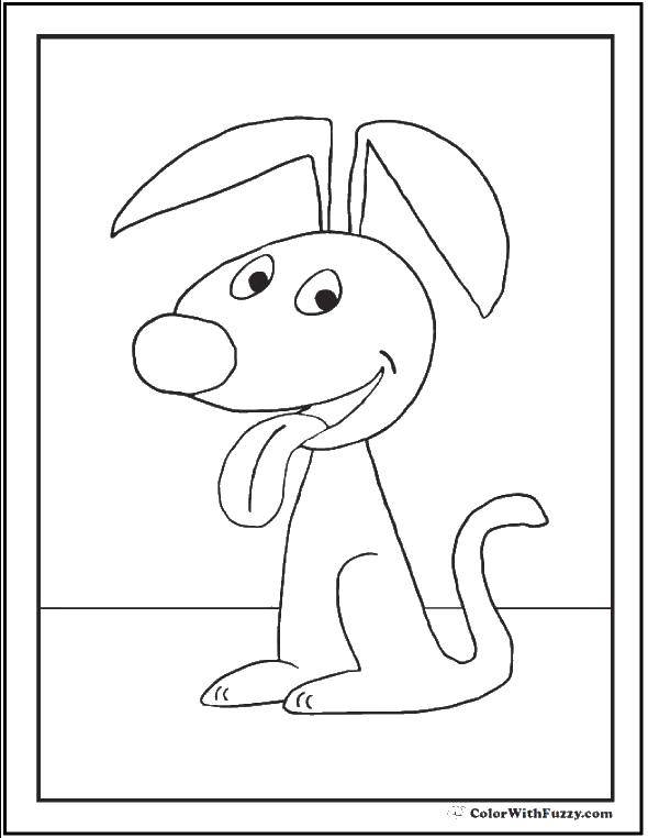 Название: Раскраска Щенок и язык. Категория: Собака. Теги: щенок, язык, уши.