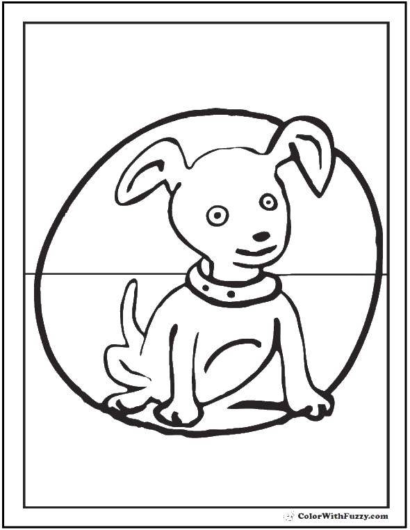 Название: Раскраска Щенок с ошейником. Категория: Собака и будка. Теги: щенок, ошейник, ушки.