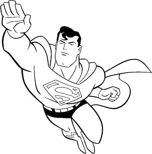 Название: Раскраска Супермэн летит спасать город. Категория: Комиксы. Теги: Комиксы, СуперМэн.