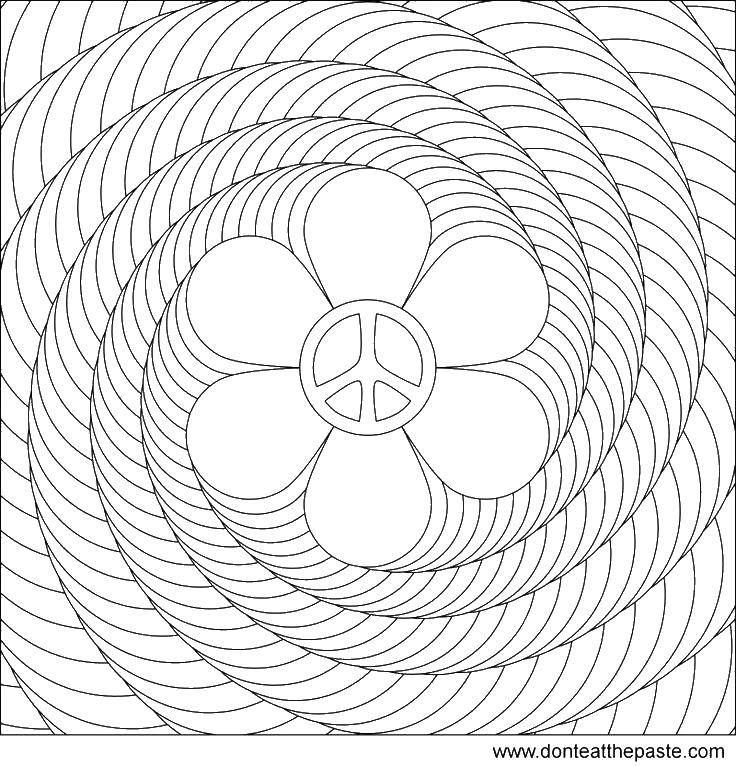 Coloring Flower and peace sign. Category Patterns with flowers. Tags:  patterns, flower, peace sign.