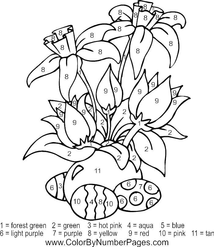 Coloring Flowers and Easter eggs. Category That number. Tags:  flowers, eggs, Easter.
