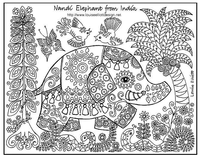 Coloring Patterned elephant. Category coloring. Tags:  elephants , antistress, patterns.
