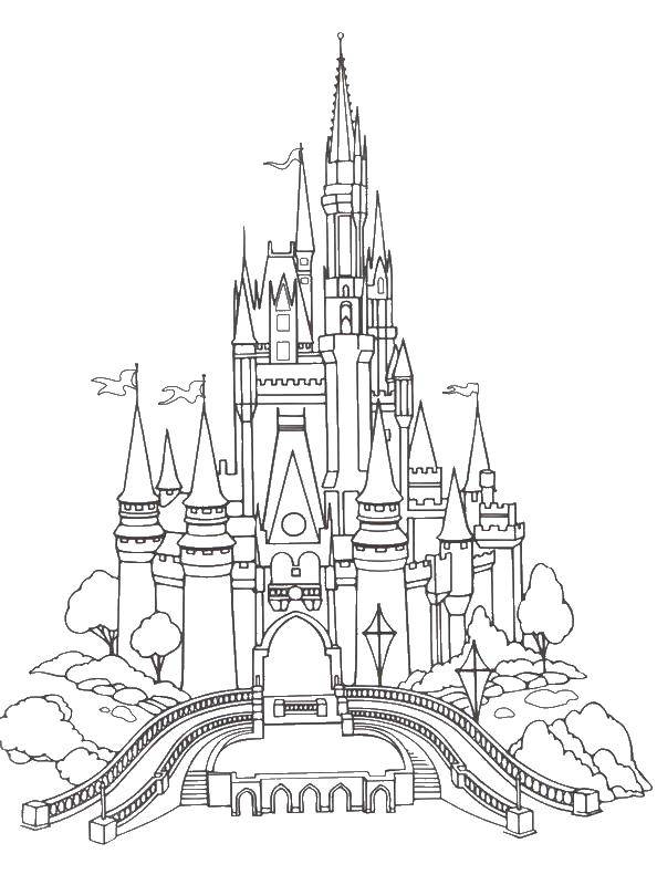 Название: Раскраска Величественный замок с башнями. Категория: Замки. Теги: Замок.