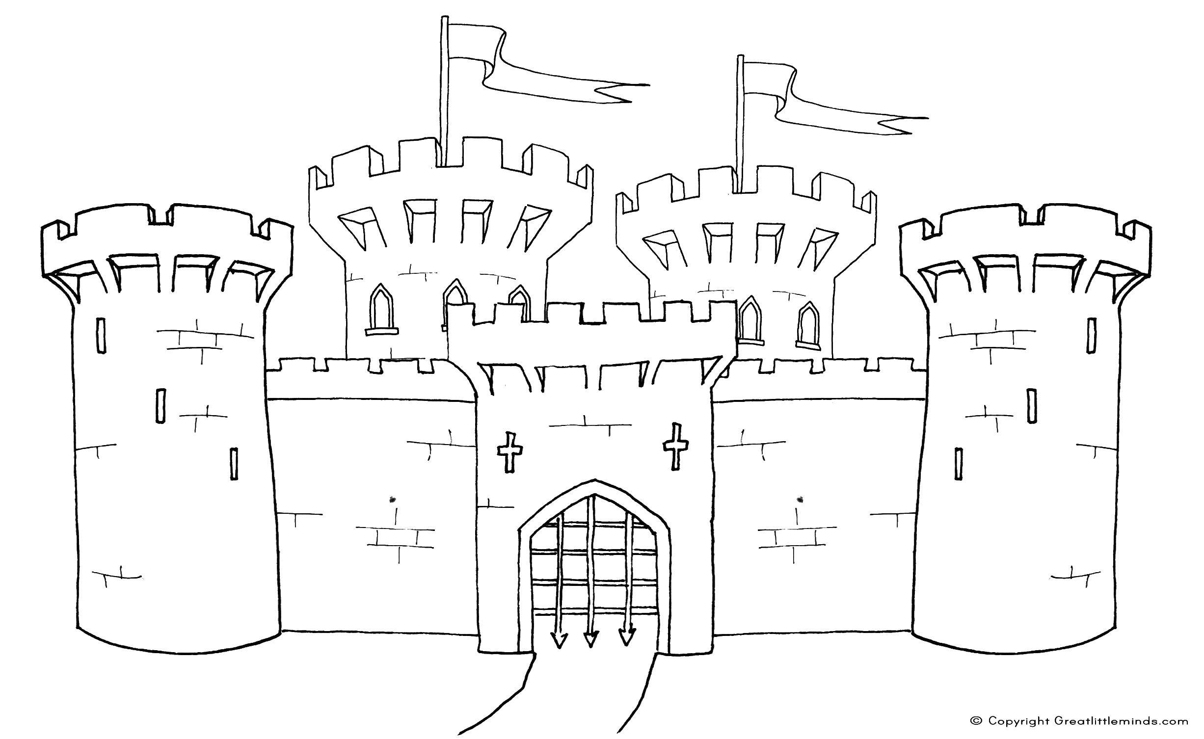 Название: Раскраска Ворота замка. Категория: Замки. Теги: ворота, замок, крест.