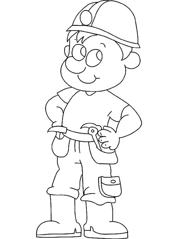 Coloring Young Builder. Category nice. Tags:  Builder, tools, building.