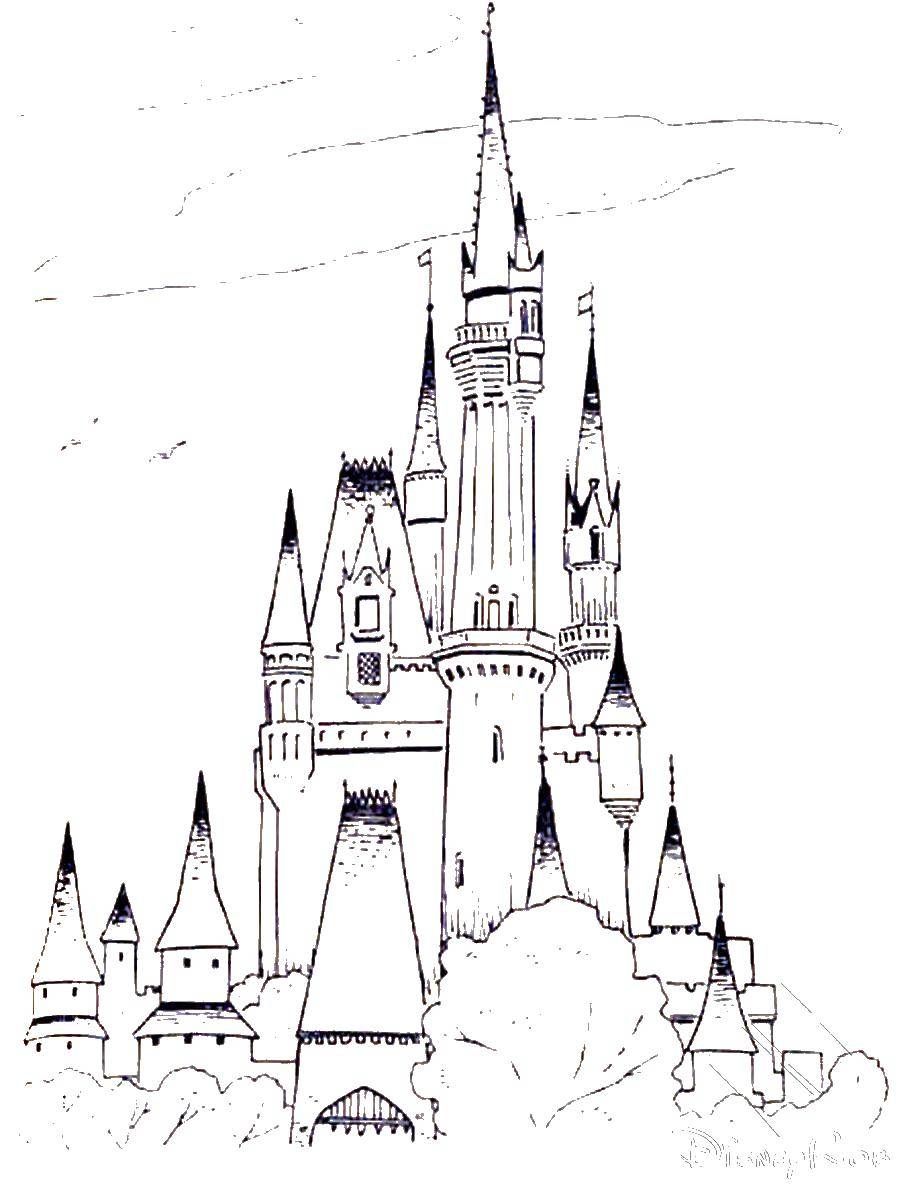 Название: Раскраска Замок с высокими башнями. Категория: Замки. Теги: замки, башни.
