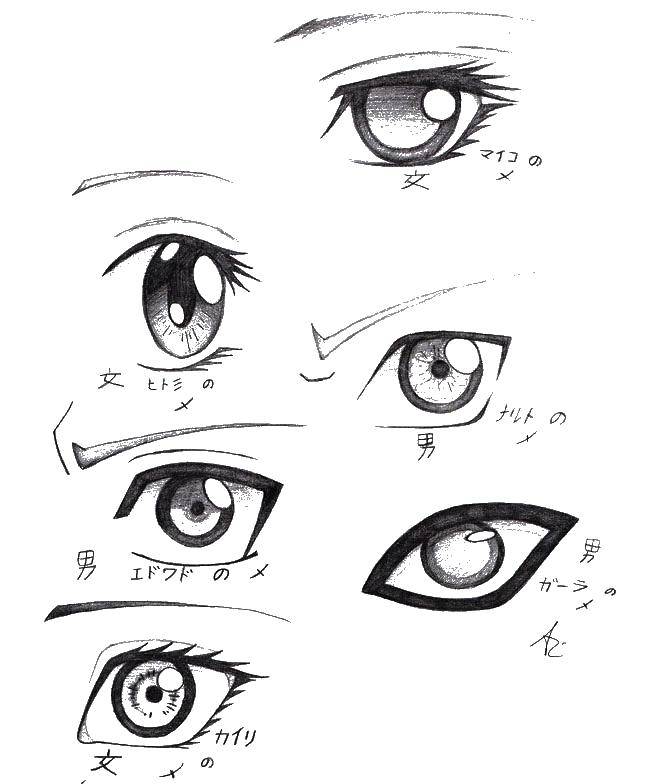 Название: Раскраска Анимешные глаза. Категория: аниме. Теги: аниме, глаза.