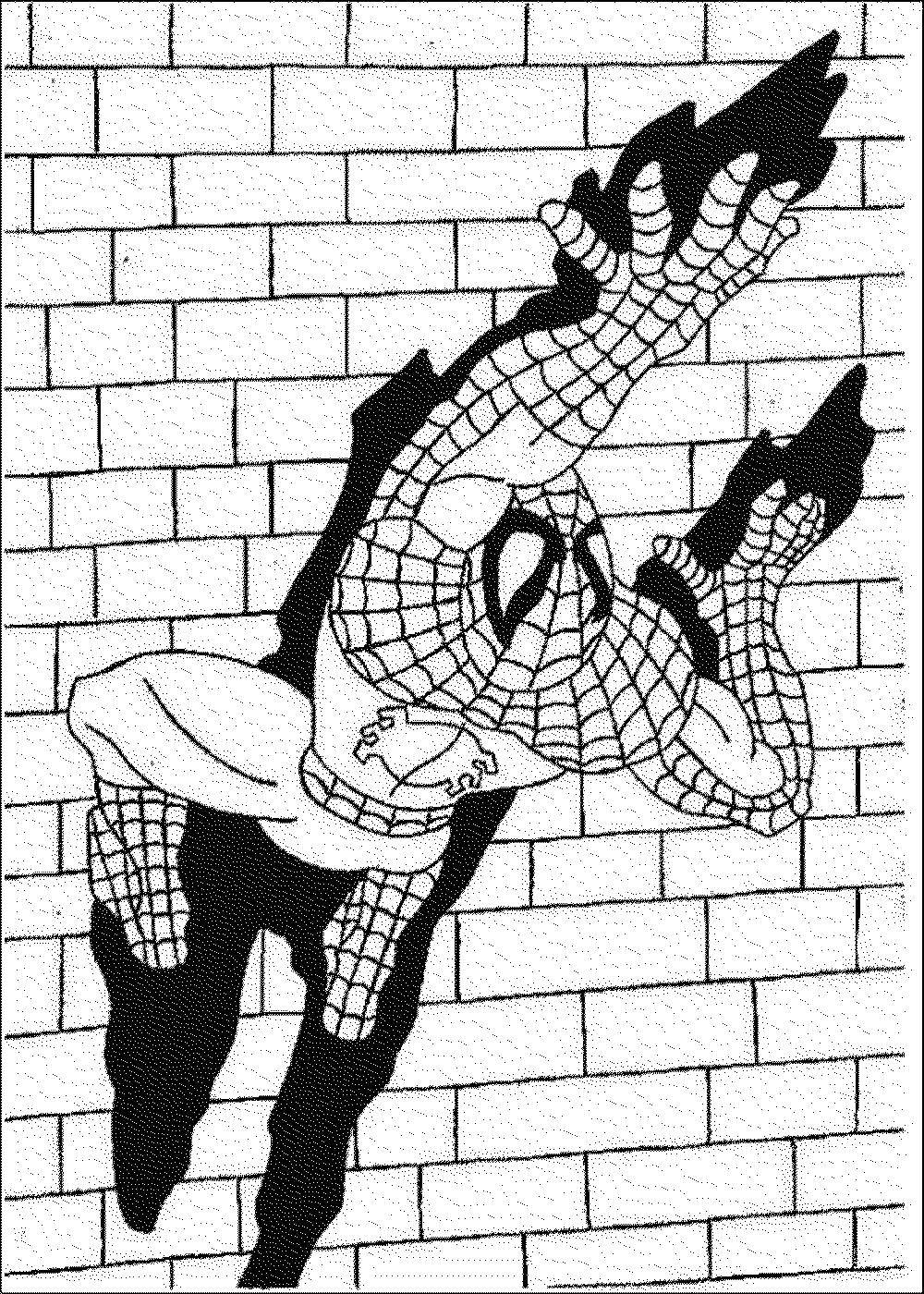 Coloring Spider-man crawling on a wall. Category Comics. Tags:  Comics, Spider-Man, Spider-Man.