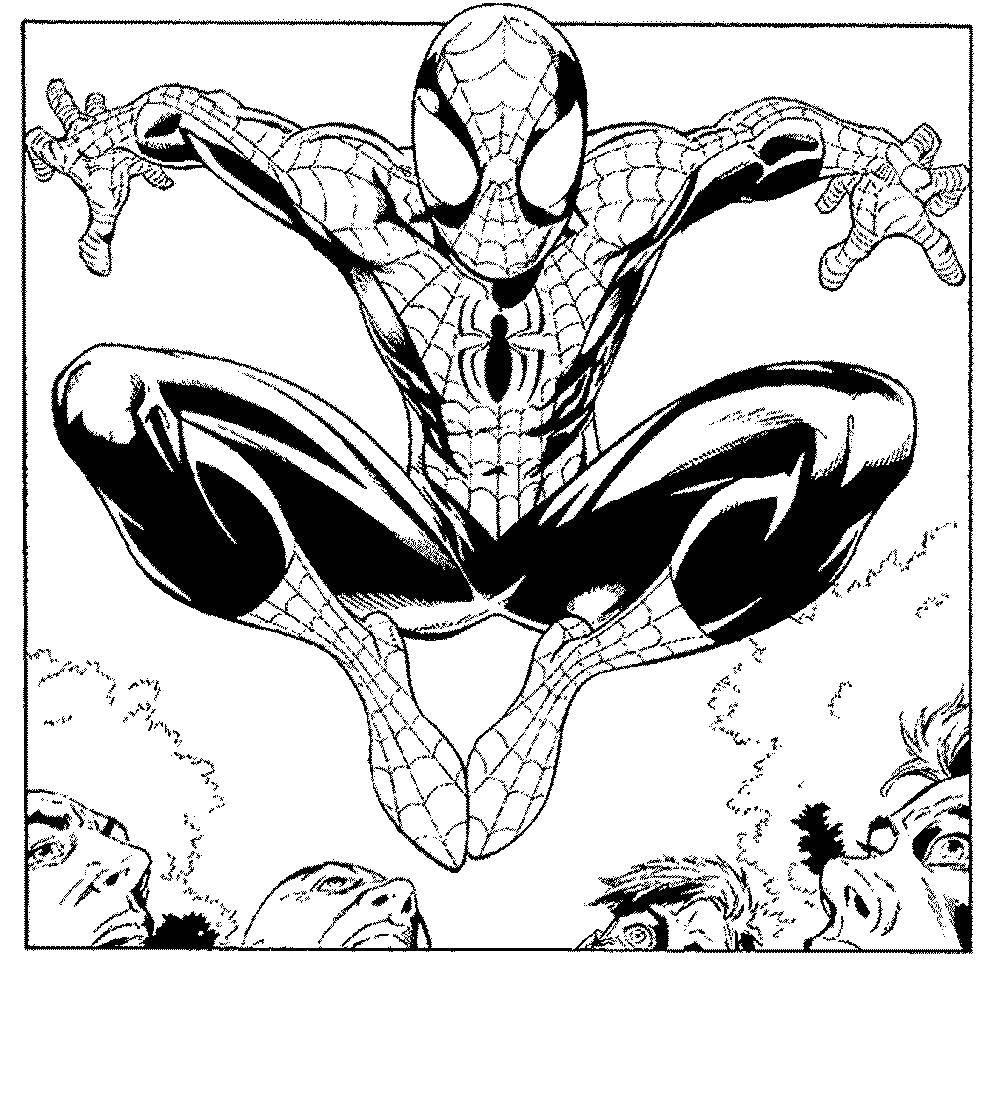 Название: Раскраска Человек паук  спасает город. Категория: Комиксы. Теги: Комиксы, Спайдермэн, Человек Паук.
