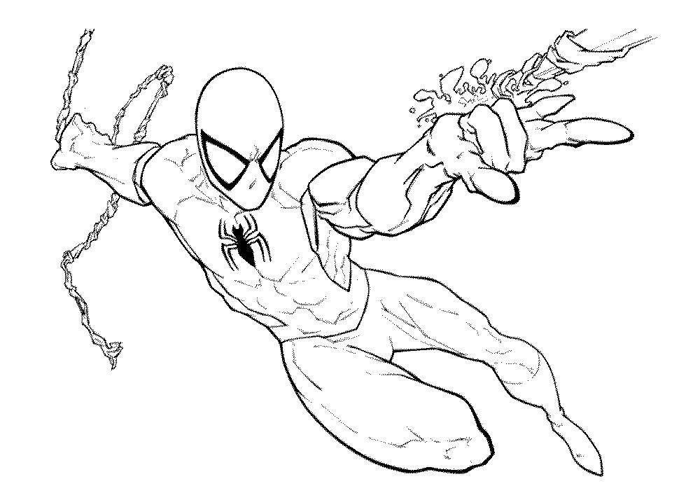 Название: Раскраска Человек паук выпускает паутину. Категория: Комиксы. Теги: Комиксы, Спайдермэн, Человек Паук.