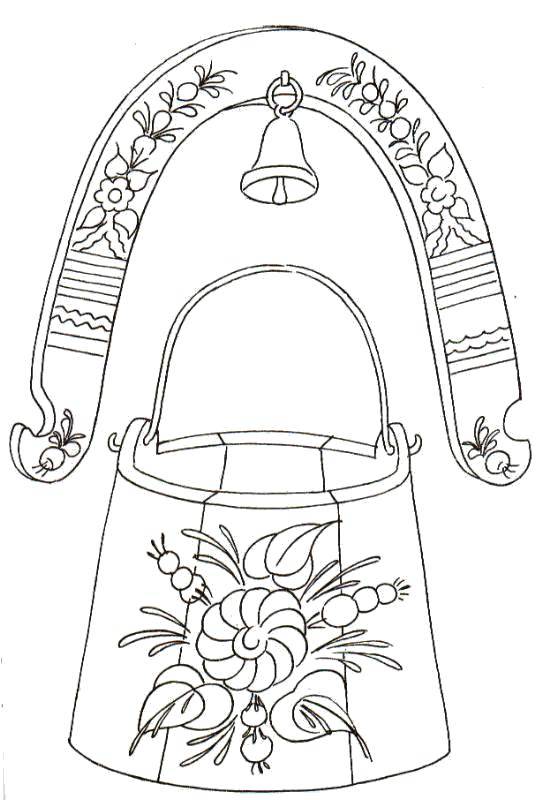 Coloring Wooden basket with ornament. Category pattern . Tags:  Patterns, people.
