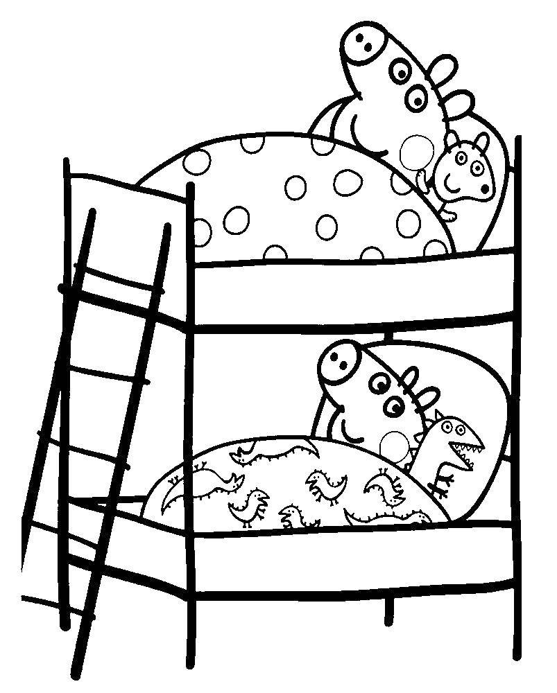 Название: Раскраска Двухэтажная кровать. Категория: Свинка Пеппа. Теги: Свинка Пеппа.