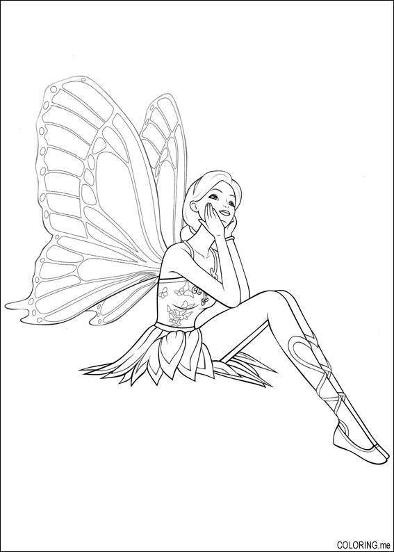 Название: Раскраска Фея барби. Категория: феи. Теги: феи, барби, девочка. крылья.