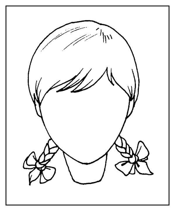 Coloring The contour of the head girls. Category coloring. Tags:  outline , head, pigtails.