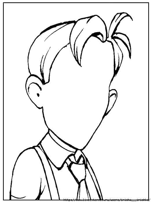 Coloring The contour of the head man in a tie. Category coloring. Tags:  contour , head tie, hair.