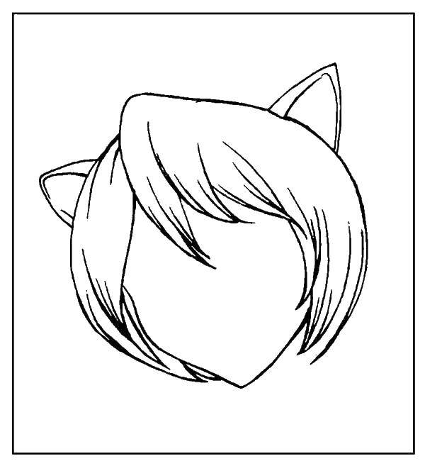Название: Раскраска Контур головы с кошачьими ушами. Категория: раскраски. Теги: контур, голова, уши.