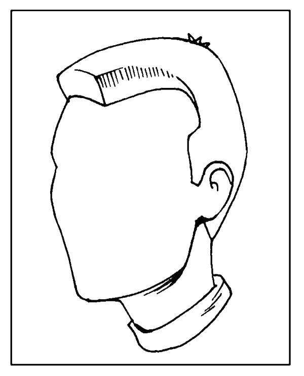 Coloring Outline of male head. Category coloring. Tags:  outline , head, ears.