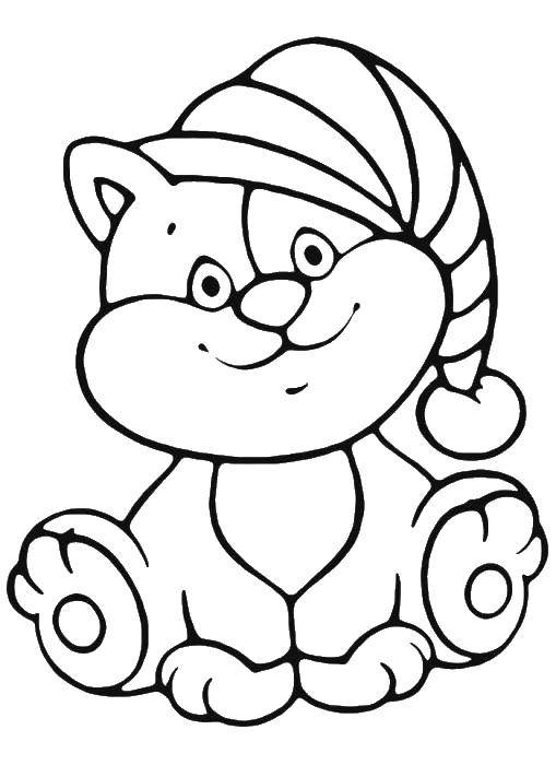 Coloring Kitty in the hood. Category seals. Tags:  kitty, hat, ears.