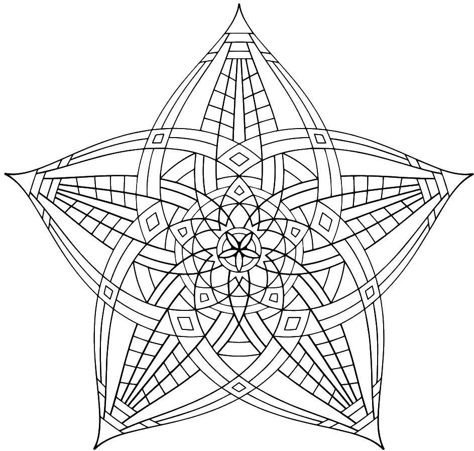 Coloring Beautiful flower star. Category Patterns with flowers. Tags:  patterns, flowers, stars.