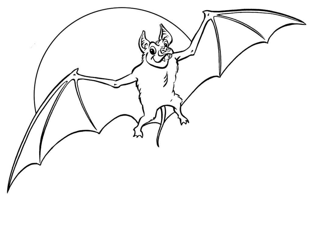 Coloring A bat flying under the moon. Category Halloween. Tags:  Halloween, bat.