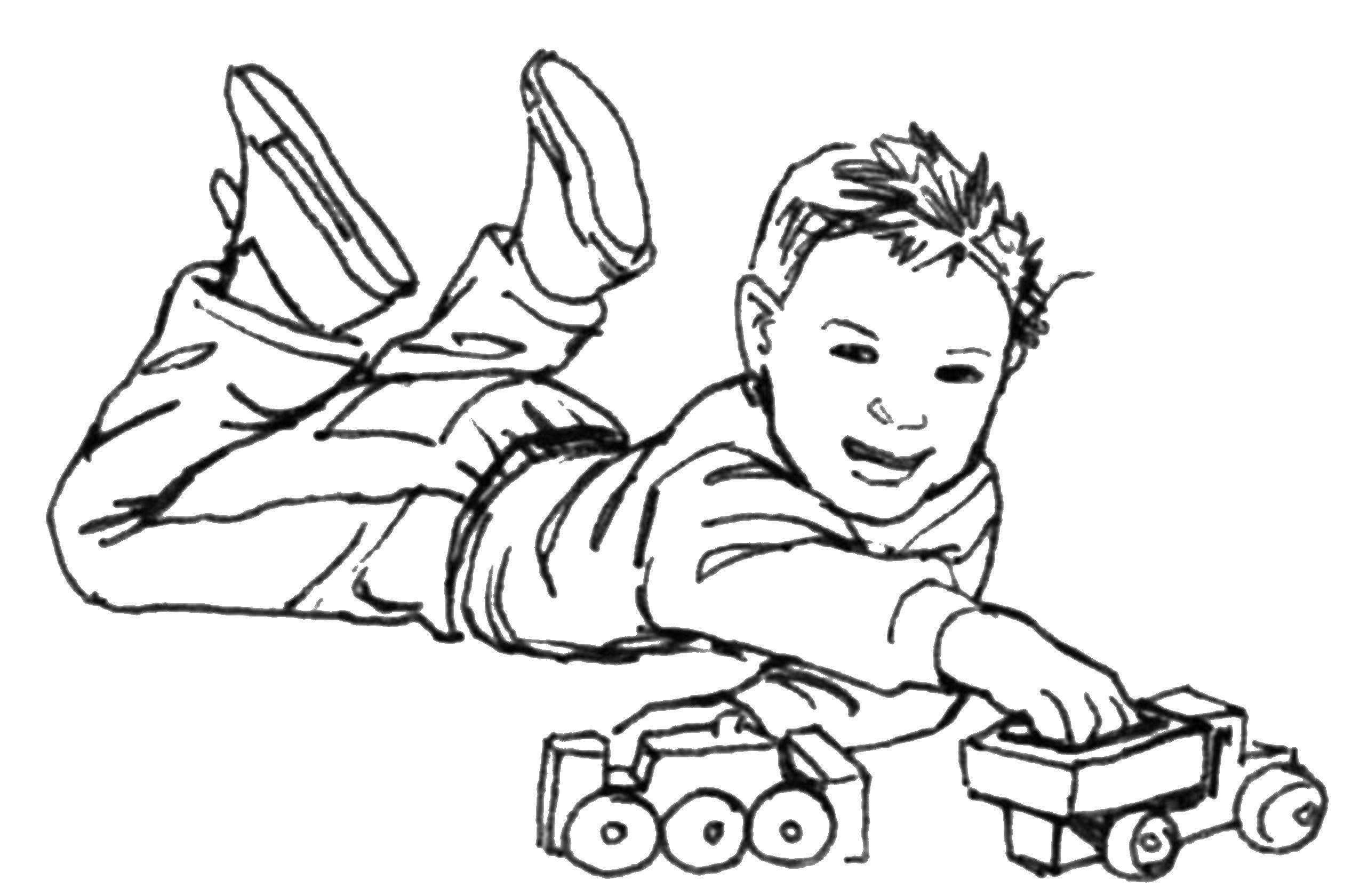 Coloring Boy playing. Category For boys . Tags:  children, boy, child.