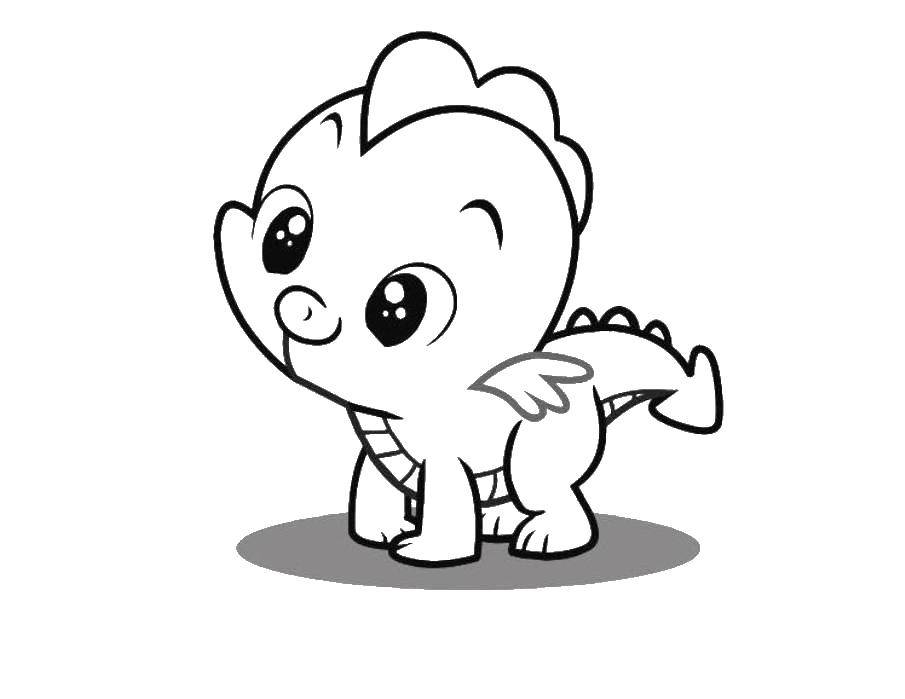 Название: Раскраска Малютка дракон. Категория: мой маленький пони. Теги: мой маленький пони, мультфильмы, дракончики.