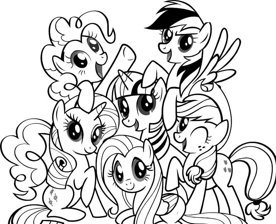 Coloring A lot of ponies. Category my little pony. Tags:  pony tale, girls.