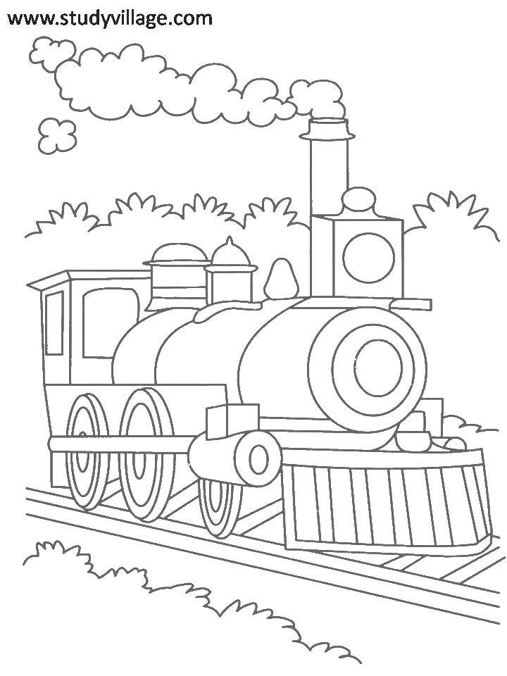 Coloring The locomotive and rails. Category coloring. Tags:  locomotive, rails.