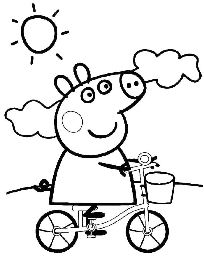 Название: Раскраска Пеппа любит велосипед. Категория: моя семья из 4 человек. Теги: Свинка Пеппа.