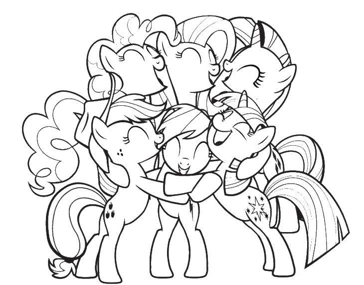 Coloring Pony hug. Category my little pony. Tags:  my little pony, animation, pony.