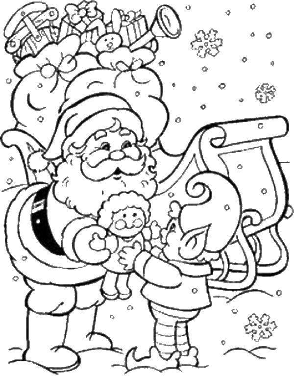 Coloring Santa and the leprechaun. Category Christmas. Tags:  downloading, dwarves, Santa.