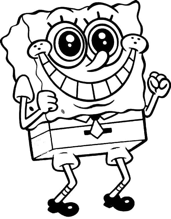 Coloring Spongebob and smile. Category Spongebob. Tags:  sponge, tie, smile.