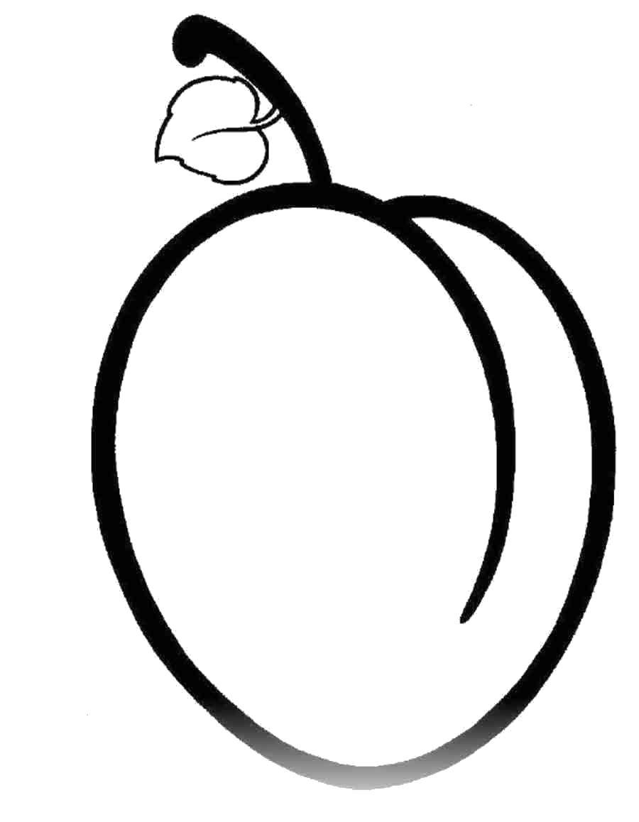 Coloring Ripe plum with leaf. Category Coloring pages for kids. Tags:  fruits, berries, plum.