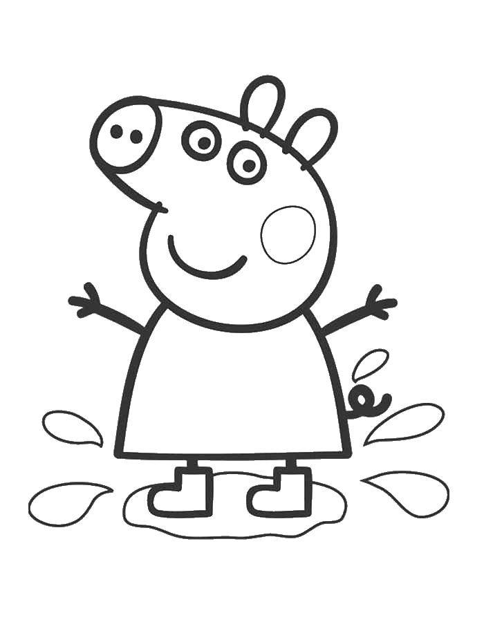 Coloring Peppa pig and puddles. Category Peppa Pig. Tags:  Peppa pig, puddle, boots.