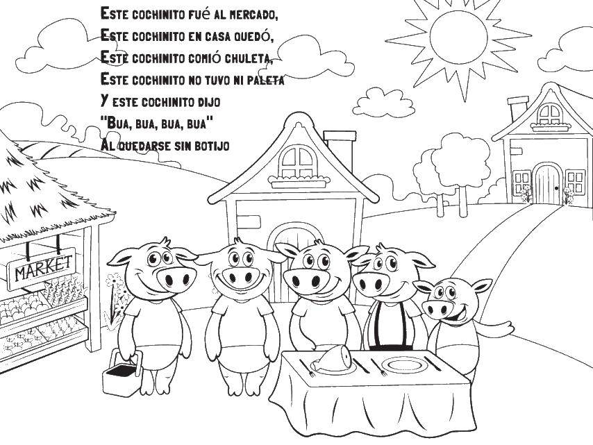 Coloring Pigs. Category Spanish. Tags:  Spanish, mumps.