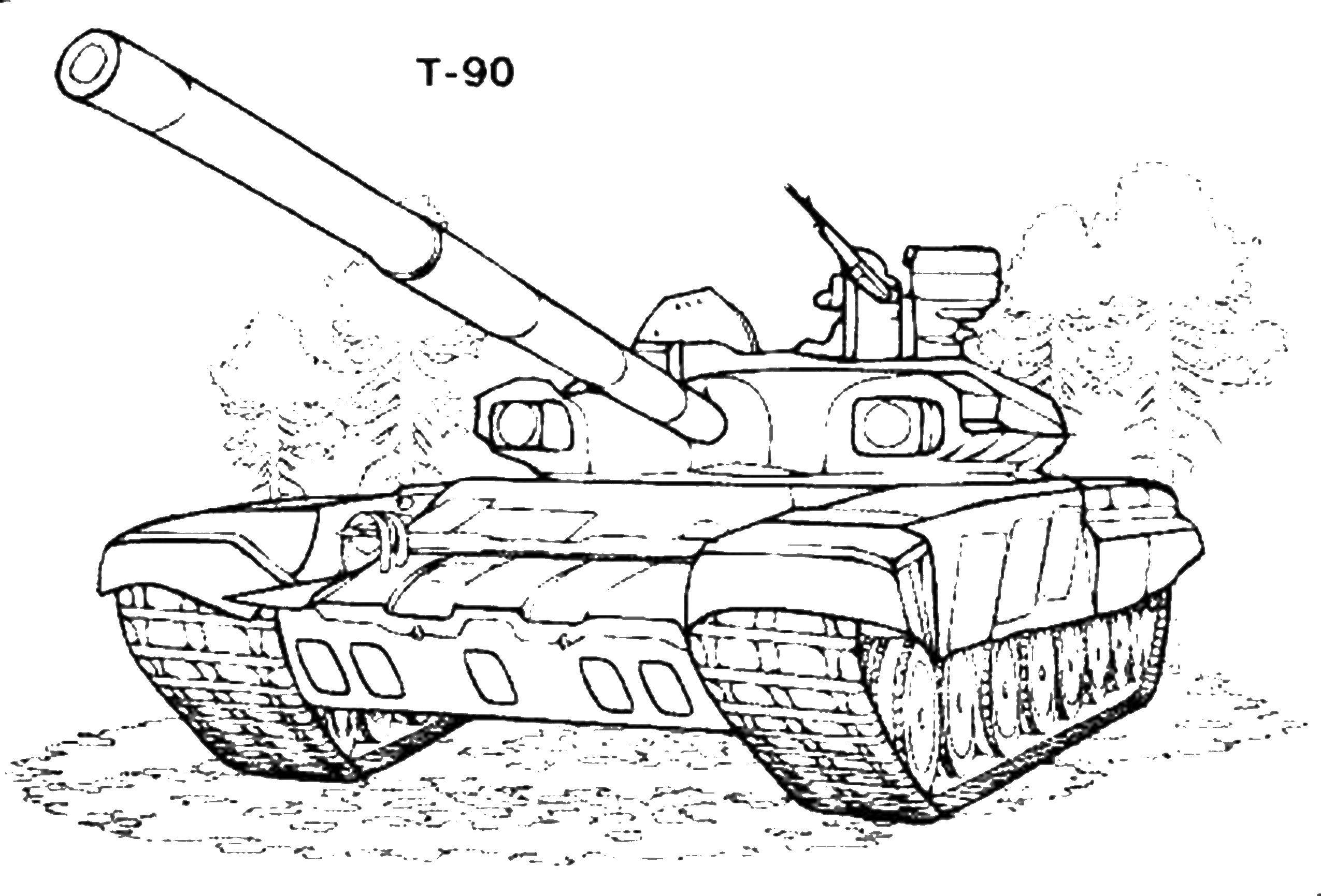 Coloring T-90 tank. Category military. Tags:  military, tank.
