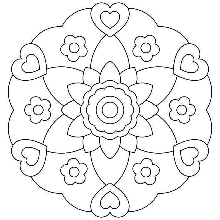 Coloring Flowers and serdechki. Category Patterns. Tags:  patterns, hearts, flowers.