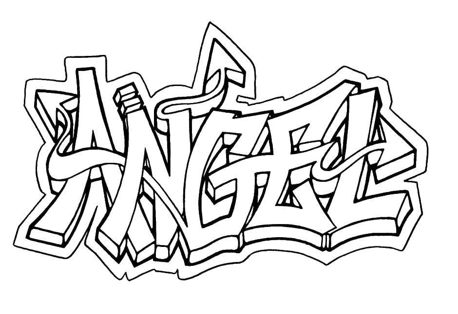 Coloring Angel grafiti. Category coloring. Tags:  Labels, patterns.