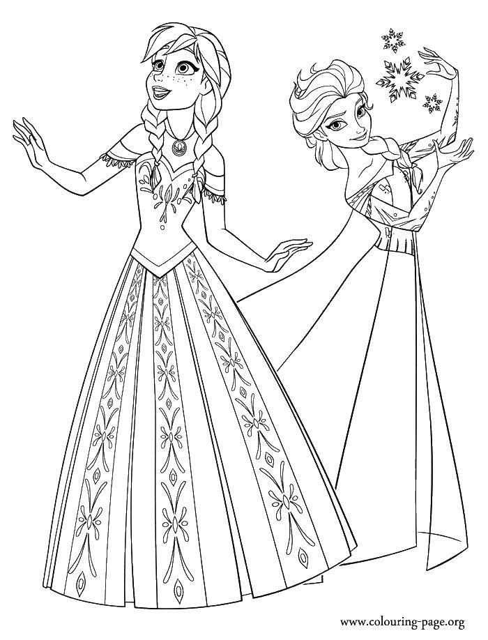 Coloring Anna and Elsa beautiful sister. Category Disney cartoons. Tags:  Disney, Elsa, frozen, Princess.