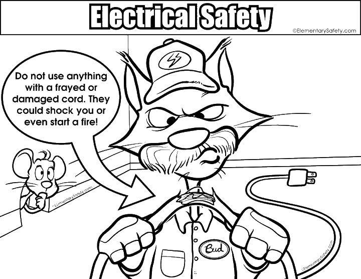 Название: Раскраска Безопасность с электричесвом. Категория: раскраски. Теги: Правила безопасности.