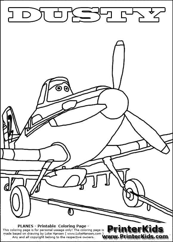 Раскраска Дасти Полейполе - самолёт Дисней распечатать или скачать