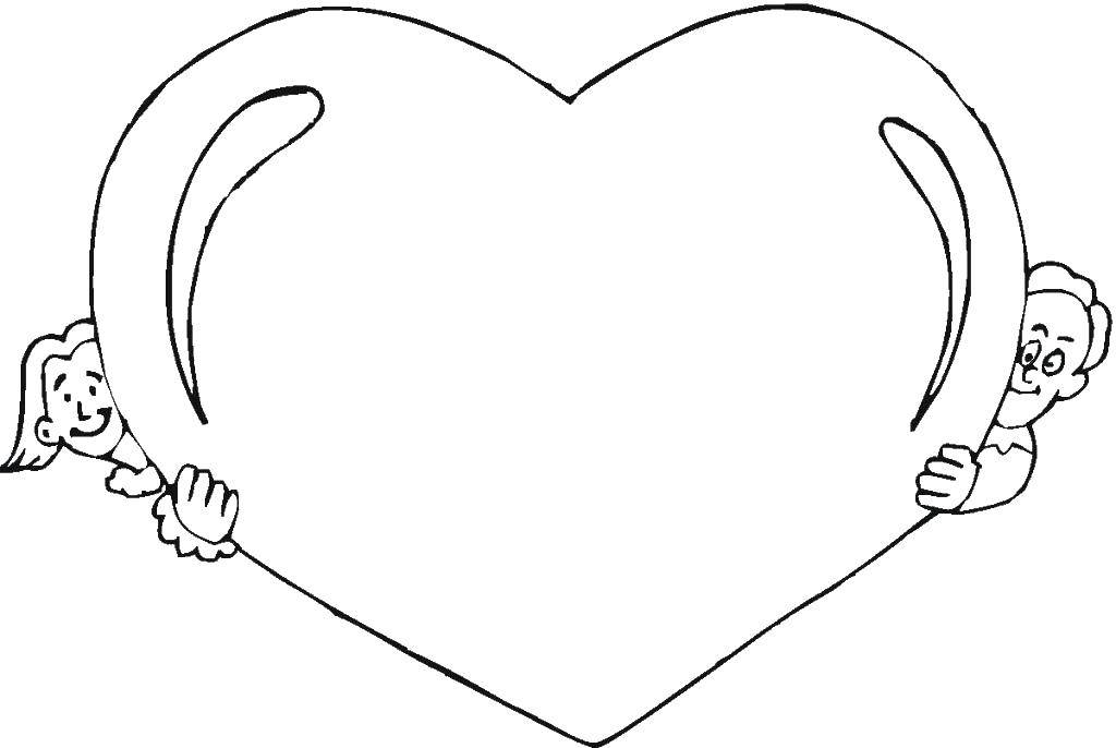 Coloring Children and heart. Category Hearts. Tags:  boy, girl, heart.
